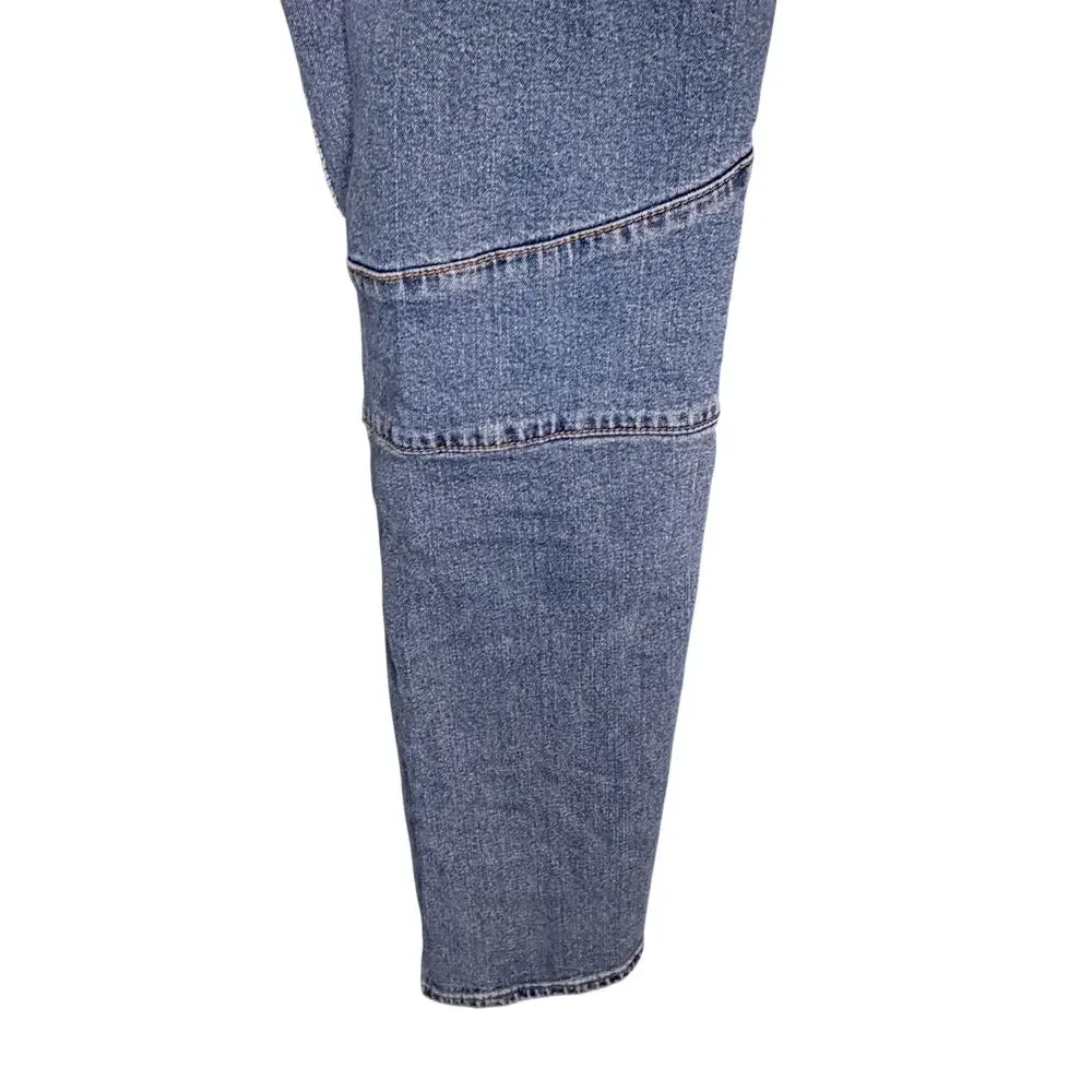 True Religion Rocco Moto Jeans Mens 38x33 Blue Denim Cotton Relaxed Skinny Fit